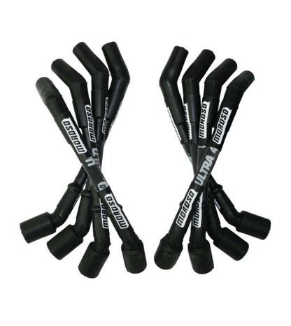 Moroso GM LS Ultra 40 Custom Fit Sleeved Ignition Wire Set 8in 135 Deg Boots - Black