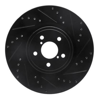 R1 Concepts R1 05-18 Subaru Forester Front Right Drilled & Slotted Black Brake Rotor