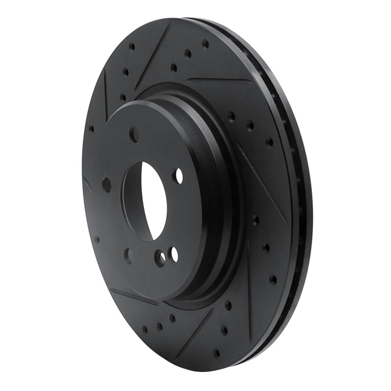 R1 Concepts R1 98-09 Chrysler Crossfire Rear Left Drilled & Slotted Black Brake Rotor