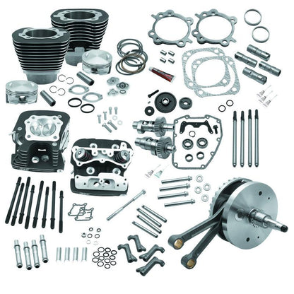 S&S Cycle 00-06 BT 124in Hot Set Up Kit w/ S&S Cylinder Heads - Wrinkle Black