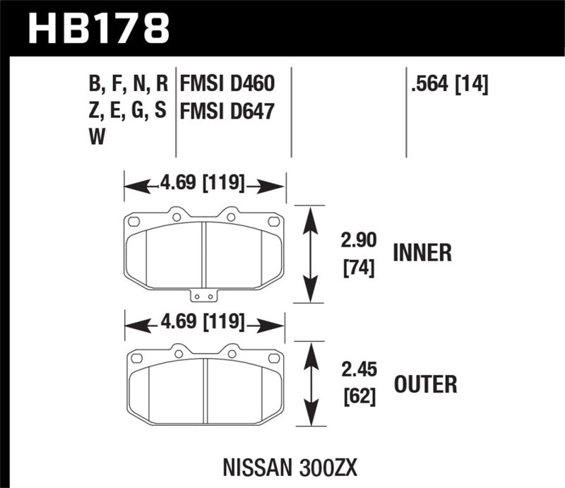 Hawk Performance Hawk 06-07 WRX / 89-96 Nissan 300ZX / 89-93 Skyline GT-R HPS Street Front Brake Pads