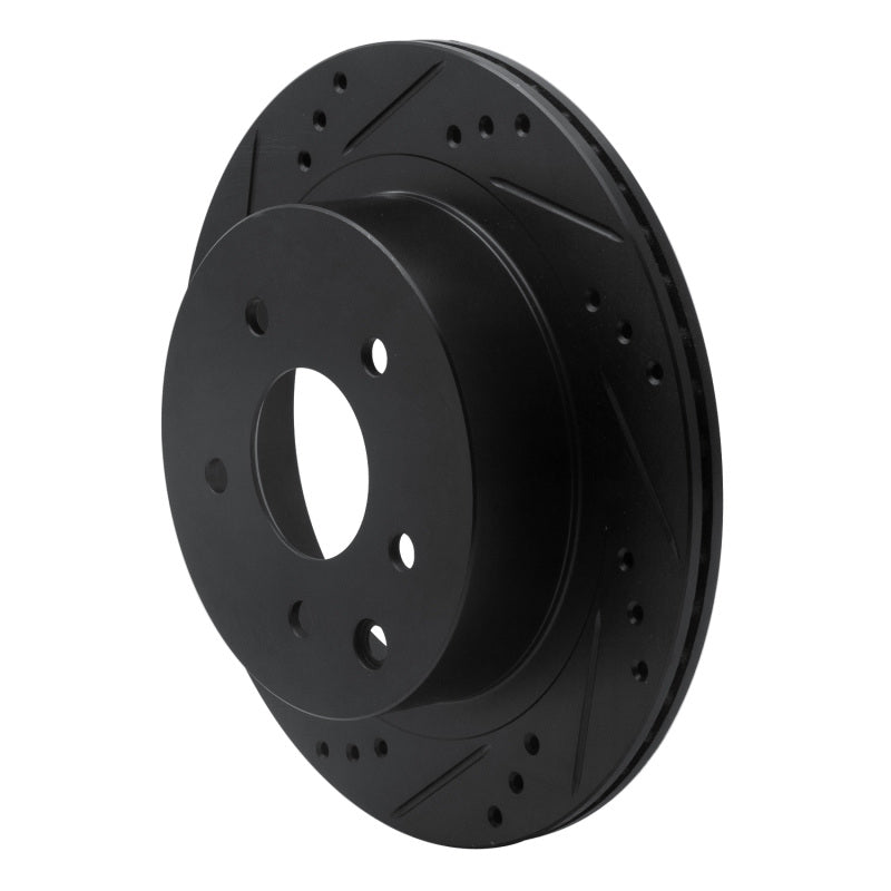 R1 Concepts R1 02-25 Infiniti G35 Rear Left Drilled & Slotted Black Brake Rotor