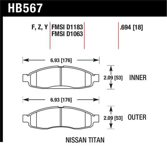Hawk Performance Hawk 04-06 Infiniti QX56 / 05-06 Armada / 04 Pathfinder / 04-07 Titan LTS Street Front Brake Pads
