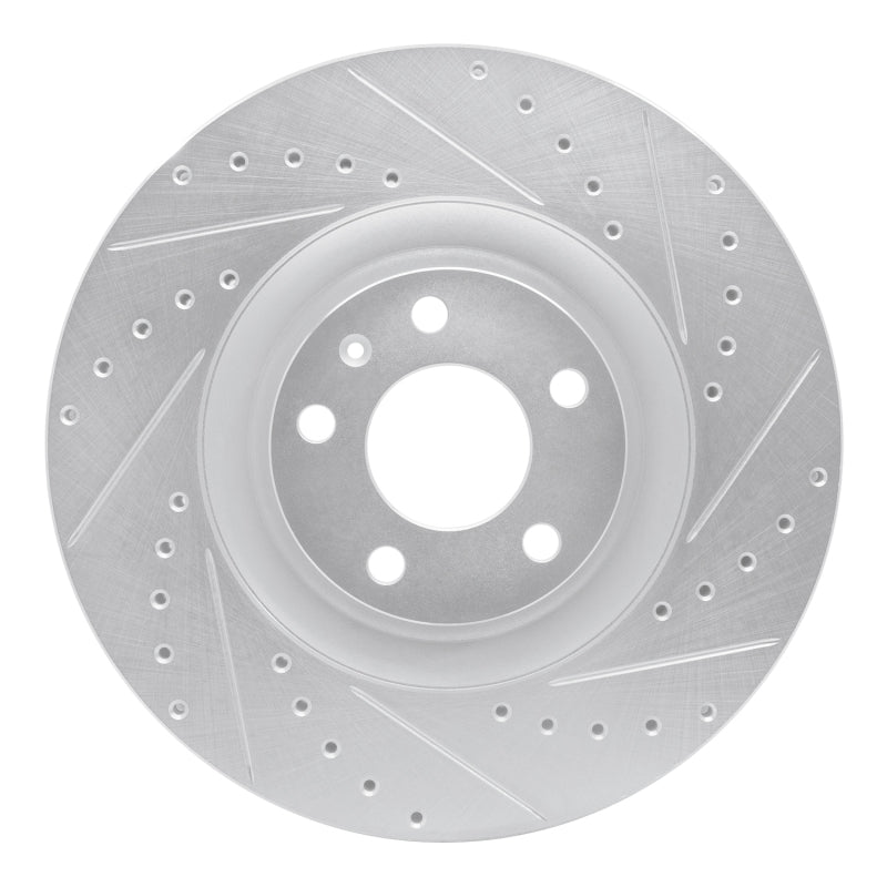 R1 Concepts R1 04-09 Audi S4 Front Right Drilled & Slotted Silver Brake Rotor