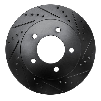 R1 Concepts R1 97-04 Ford F-150 4WD Front Right Drilled & Slotted Black Brake Rotor