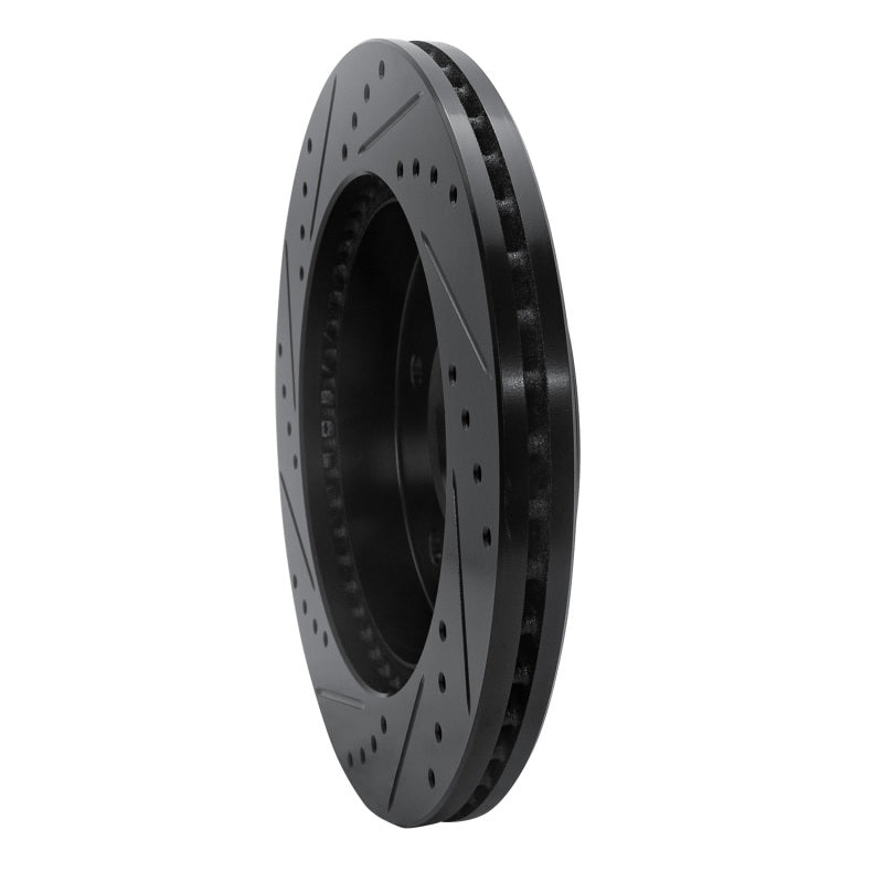 R1 Concepts R1 97-04 Ford F-150 4WD Front Right Drilled & Slotted Black Brake Rotor