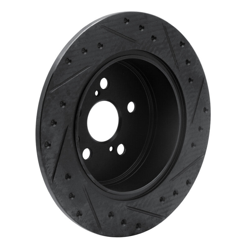 R1 Concepts R1 90-93 Toyota Celica Rear Left Drilled & Slotted Black Brake Rotor