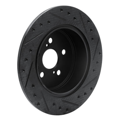 R1 Concepts R1 90-93 Toyota Celica Rear Left Drilled & Slotted Black Brake Rotor