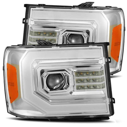 AlphaRex 07-13 GMC 1500HD PRO-Series Proj Headlights Plank Style Gloss Blk w/Activ Light/Seq Signal