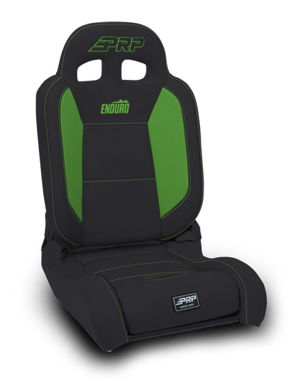 PRP Seats PRP EnduroDaily Reclining Suspension Seat - Black/Green Vinyl - Driver