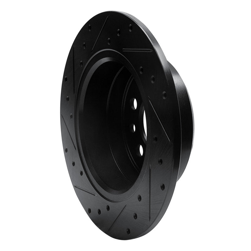 R1 Concepts R1 74-95 Volvo 244 Rear Right Drilled & Slotted Black Brake Rotor