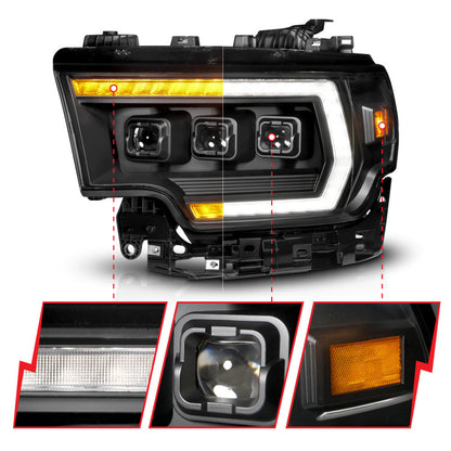 ANZO 19-24 RAM 2500/3500 Z-Series Full LED Proj Headlights DRL/Init/SeqSig - Pass. Side ONLY