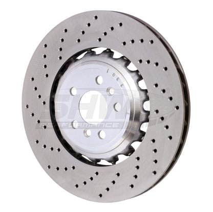 SHW Performance SHW 18-21 BMW M5 4.4L Left Rear Cross-Drilled Lightweight Brake Rotor (34217991103)