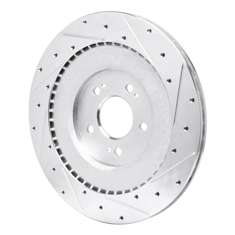 R1 Concepts R1 21-26 Genesis G80 Rear Left Drilled & Slotted Silver Brake Rotor