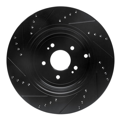 R1 Concepts R1 18-25 Genesis G70 Rear Right Drilled & Slotted Black Brake Rotor
