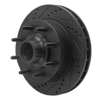 R1 Concepts R1 99-02 Ford F-250 2WD (Super Duty) Front Left Drilled & Slotted Black Brake Rotor