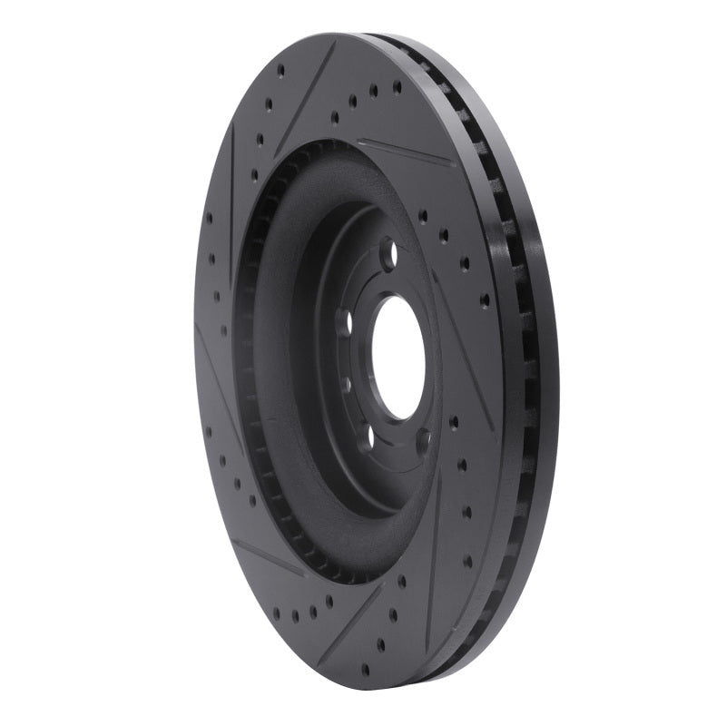 R1 Concepts R1 13-19 Ford Flex Front Right Drilled & Slotted Black Brake Rotor