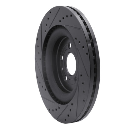 R1 Concepts R1 13-19 Ford Flex Front Right Drilled & Slotted Black Brake Rotor