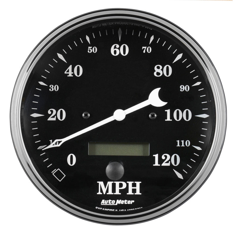 AutoMeter Auto Meter Gauge Speedo. 5in 120mph Elec. Prog. w/ LCD Odo Old Tyme Black