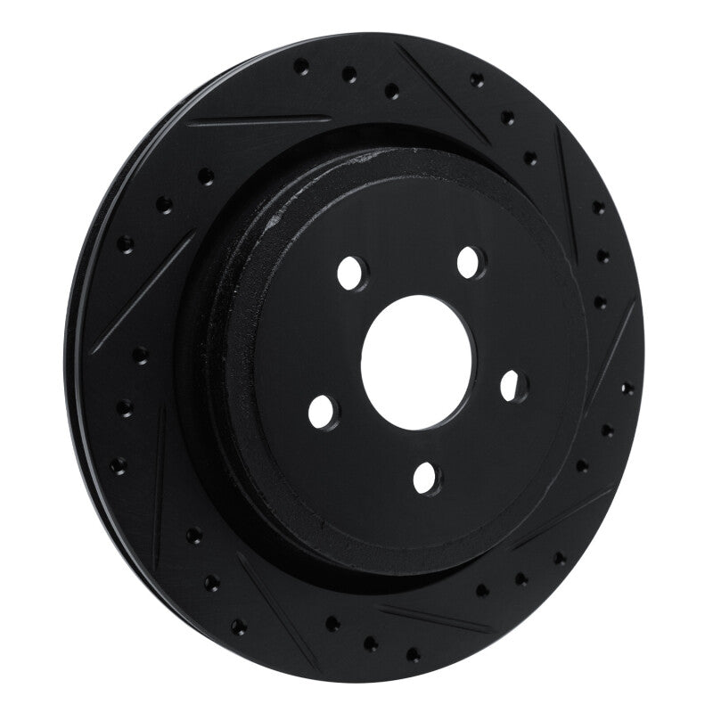 R1 Concepts R1 89-95 Chrysler LeBaron Rear Right Drilled & Slotted Black Brake Rotor
