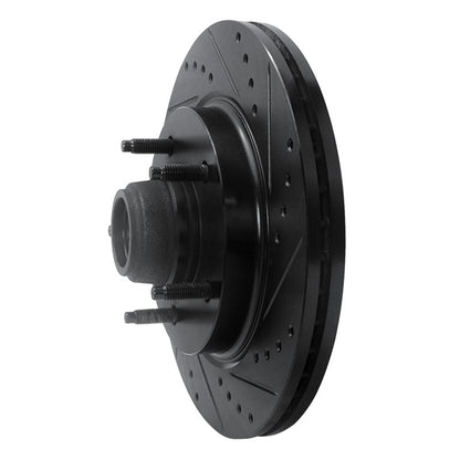 R1 Concepts R1 97-99 Ford F-150 RWD Front Right Drilled & Slotted Black Brake Rotor