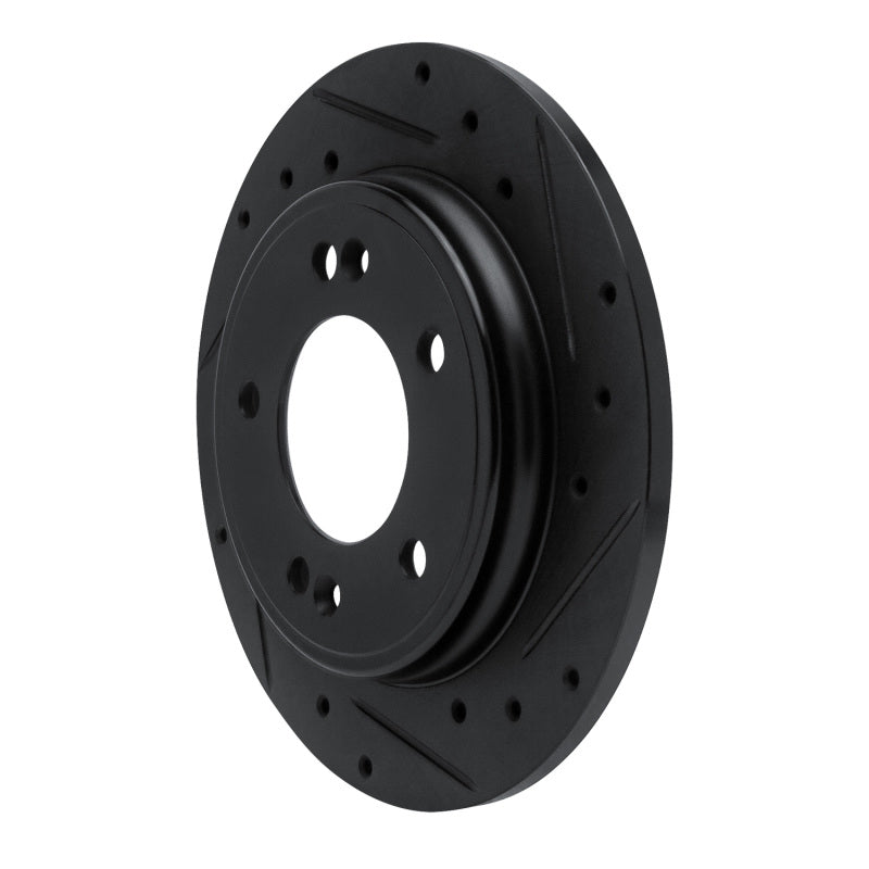 R1 Concepts R1 17-25 Hyundai Elantra Rear Right Drilled & Slotted Black Brake Rotor