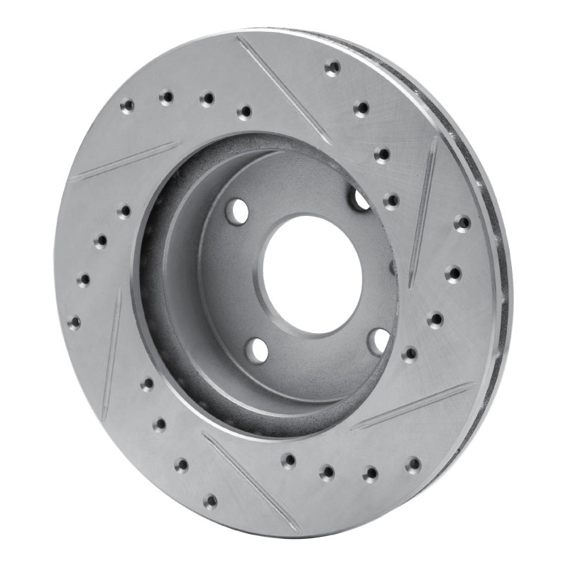 R1 Concepts R1 85-89 Merkur XR4TI Front Left Drilled & Slotted Silver Brake Rotor