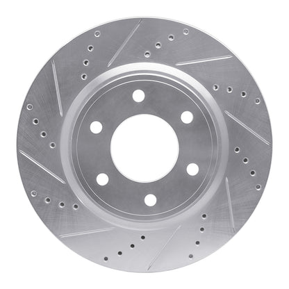 R1 Concepts R1 07-24 Infiniti QX56 Front Left Drilled & Slotted Silver Brake Rotor