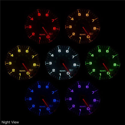 Autometer Spek-Pro Gauge Vac/Boost 2 1/16in 30Inhg-30psi Stepper Motor W/Peak & Warn Black/Black