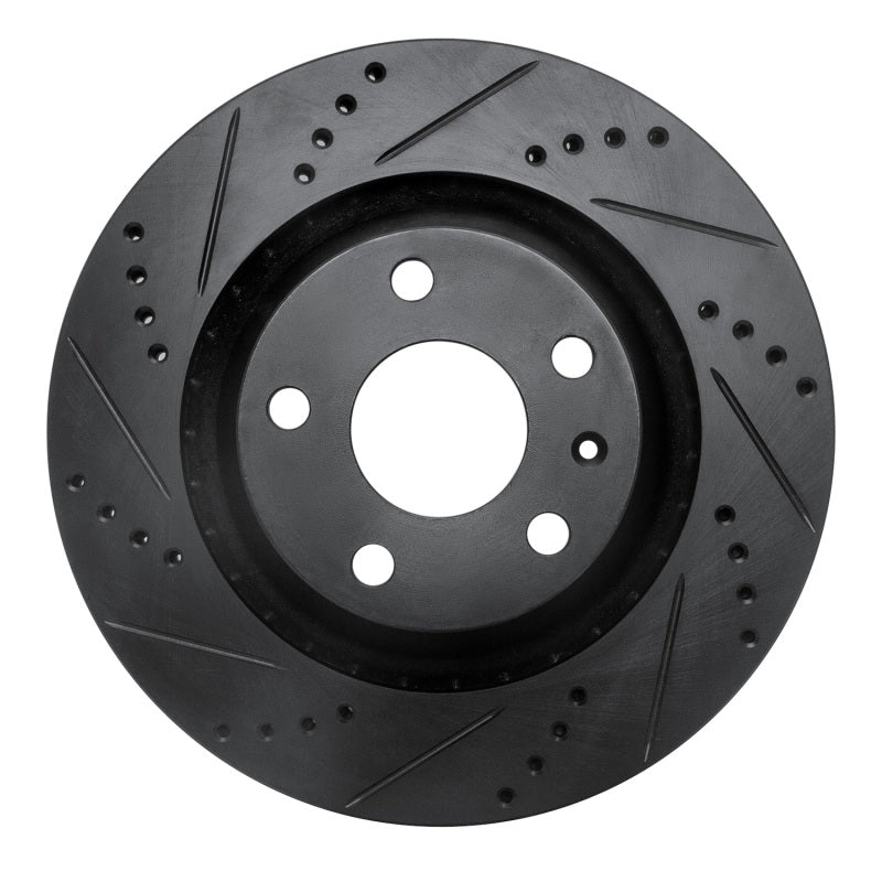 R1 Concepts R1 08-15 Audi TTS Quattro Rear Left Drilled & Slotted Black Brake Rotor