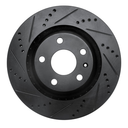R1 Concepts R1 08-15 Audi TTS Quattro Rear Left Drilled & Slotted Black Brake Rotor