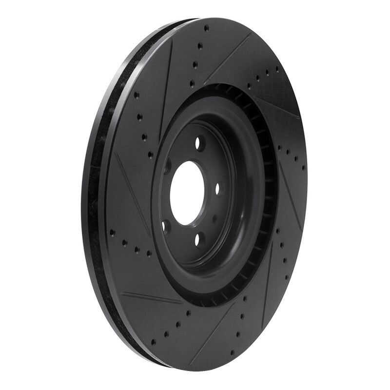 R1 Concepts R1 13-14 Ford Mustang Front Right Drilled & Slotted Black Brake Rotor