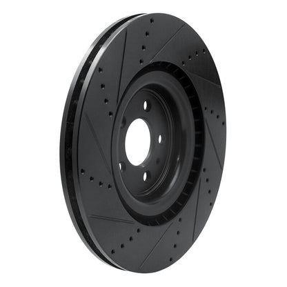R1 Concepts R1 13-14 Ford Mustang Front Right Drilled & Slotted Black Brake Rotor