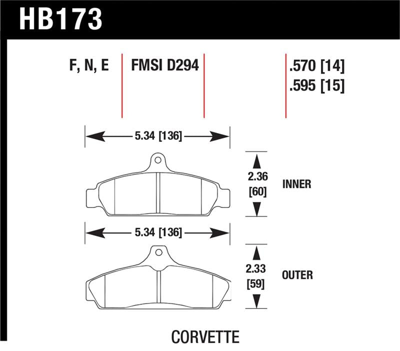 Hawk Performance Hawk 84-87 Chevy Corvette 5.7 HPS Street Front Brake Pads