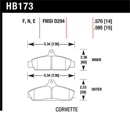 Hawk Performance Hawk 84-87 Chevy Corvette 5.7 HPS Street Front Brake Pads