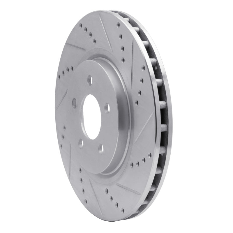R1 Concepts R1 94-04 Ford Mustang Front Right Drilled & Slotted Silver Brake Rotor