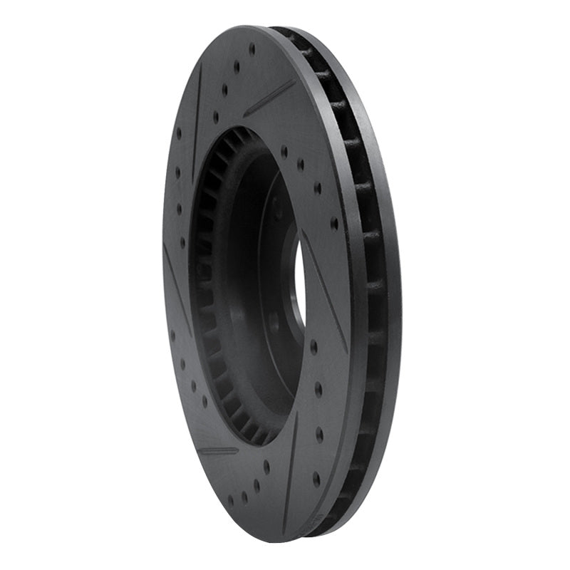 R1 Concepts R1 07-10 Hyundai Elantra Front Right Drilled & Slotted Black Brake Rotor