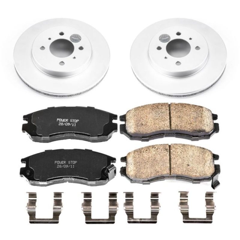 PowerStop Power Stop 98-02 Mitsubishi Mirage Front Z17 Evolution Geomet Coated Brake Kit