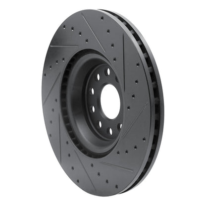 R1 Concepts R1 2022+ Volkswagen GTI Mk 8 Front Left Drilled & Slotted Black Brake Rotor
