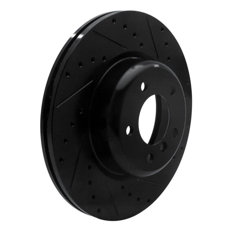 R1 Concepts R1 06-13 BMW 135IS Front Right Drilled & Slotted Black Brake Rotor