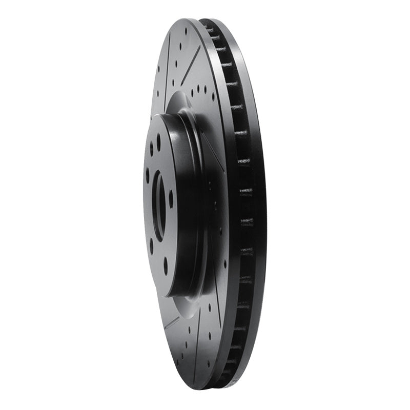 R1 Concepts R1 08-17 Cadillac CTS Front Left Drilled & Slotted Black Brake Rotor