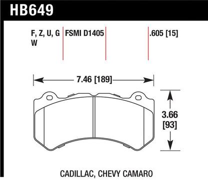 Hawk Performance Hawk 08-12 Cadillac CTS-V / 12 Jeep Grand Cherokee (WK2) SRT8 DTC-60 Front Race Brake Pads