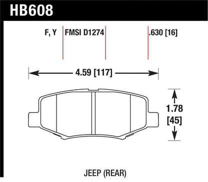 Hawk Performance Hawk 2007-2011 Dodge Nitro R/T HPS 5.0 Rear Brake Pads