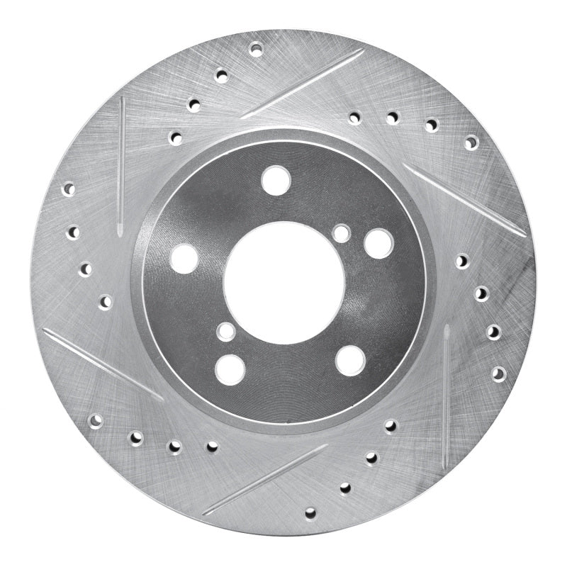 R1 Concepts R1 90-01 Subaru Impreza Front Left Drilled & Slotted Silver Brake Rotor