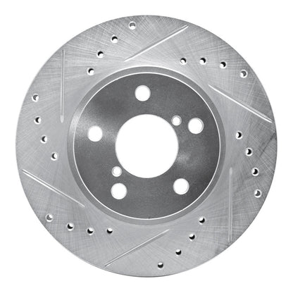R1 Concepts R1 90-01 Subaru Impreza Front Left Drilled & Slotted Silver Brake Rotor