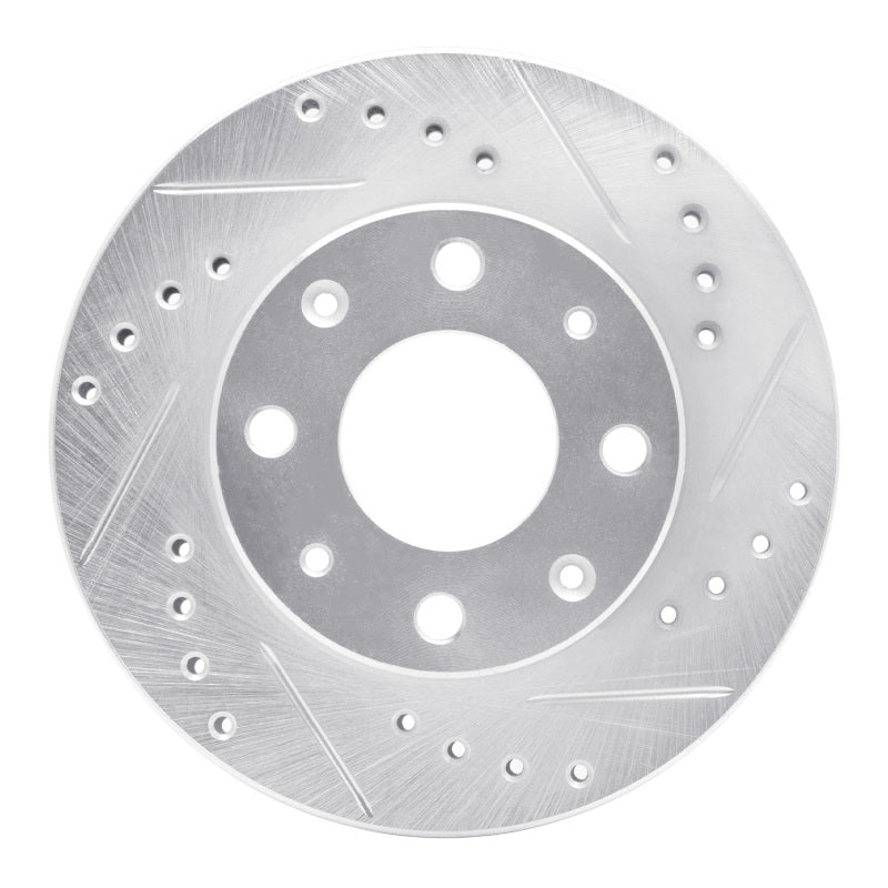 R1 Concepts R1 84-06 Honda Insight Front Right Drilled & Slotted Silver Brake Rotor