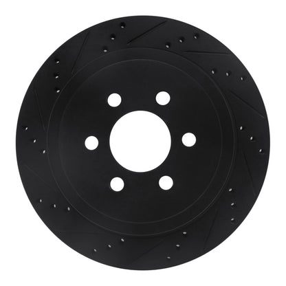 R1 Concepts R1 03-03 Dodge Durango Rear Left Drilled & Slotted Black Brake Rotor