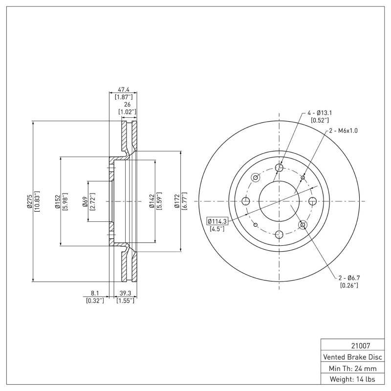 DFC 04-09 Kia Spectra Front Brake Rotor