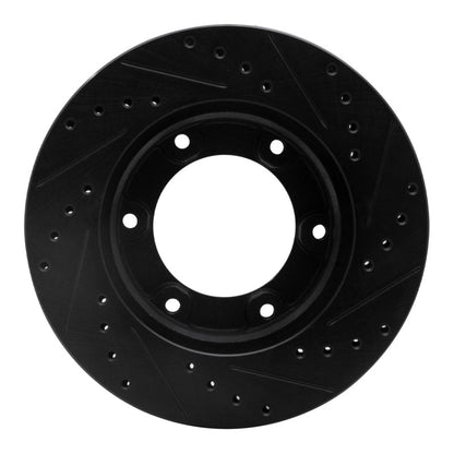 R1 Concepts R1 90-92 Toyota Land Cruiser Front Left Drilled & Slotted Black Brake Rotor