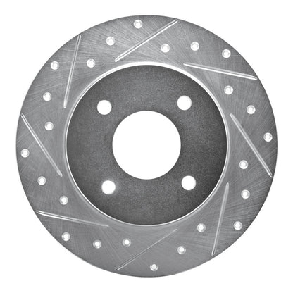 R1 Concepts R1 04-06 Nissan Sentra Rear Left Drilled & Slotted Silver Brake Rotor